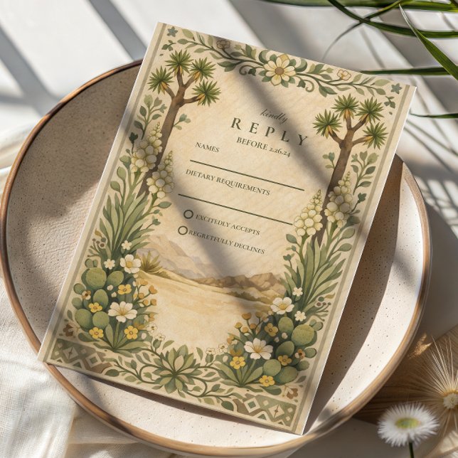 Cartons Réponse Mariage botanique rustique dans le désert (Créateur téléchargé)