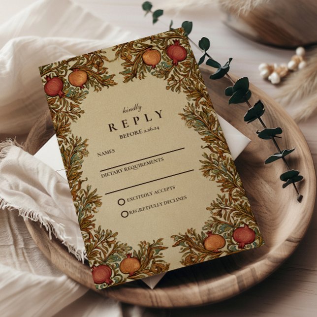 Cartons Réponse Mariage Botanique Rustique Grenade (Créateur téléchargé)
