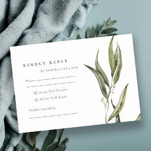 Cartons Réponse Mariage botanique simple d'Eucalyptus