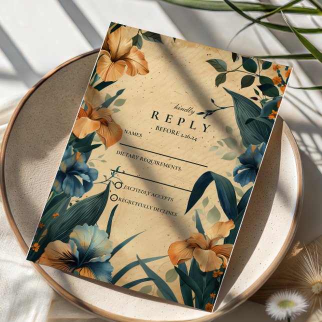 Cartons Réponse Mariage Botanique Tropical Vintage (Créateur téléchargé)