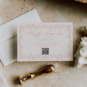 Cartons Réponse Mariage Cadre Floral Roses Douces Vintage