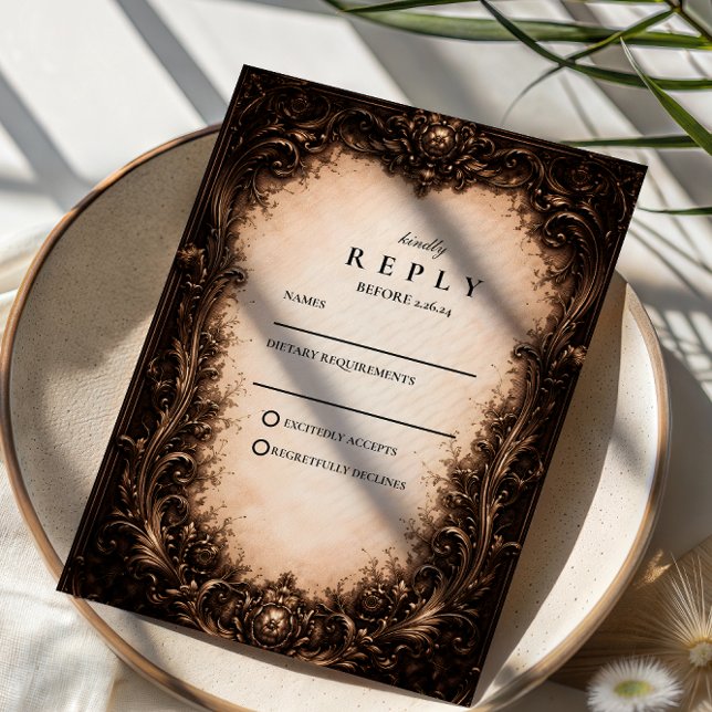 Cartons Réponse Mariage Cadre Gothique Baroque (Créateur téléchargé)