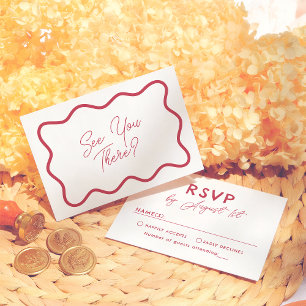 Cartons Réponse Mariage Cadre Ondulé Rétro Couleurs Brillantes Mod