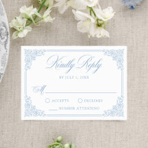 Mariage Cadre Orné Vintage Bleu Élégant