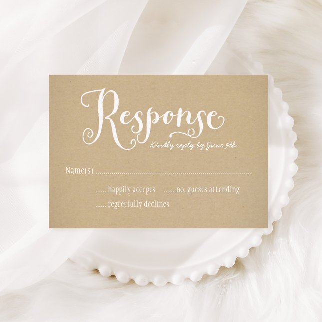 Cartons Réponse Mariage Calligraphié Kraft Rustique (Créateur téléchargé)