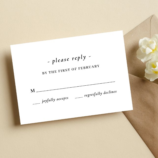 Cartons Réponse Mariage Calligraphié Noir & Blanc (Black and white calligraphy RSVP cards add timeless elegance while simplifying guest responses.)