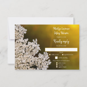 Cartons Réponse Mariage campagnard fleur sauvage en dentelle de la