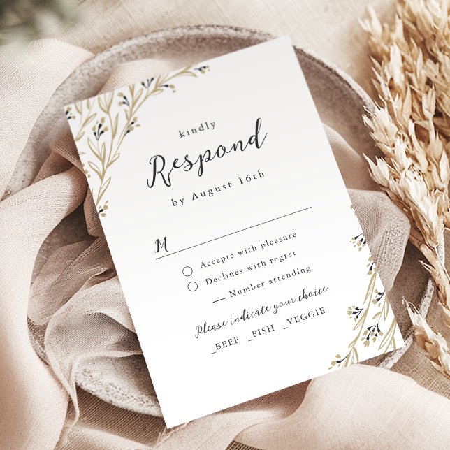 Cartons Réponse Mariage campagnard Floral Boho Rustique Grange Boi (Rustic Barn Wood Boho Floral Country Wedding RSVP Card)
