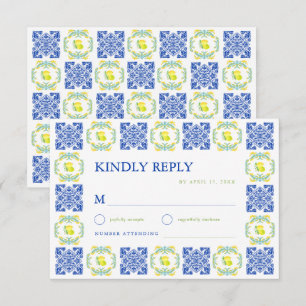 Cartons Réponse Mariage Carrelage Citron Bleu et Jaune Italien