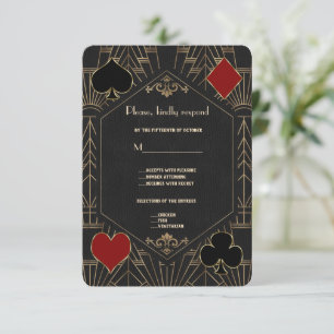 Cartons Réponse Mariage Casino Gold Black Gatsby 1920