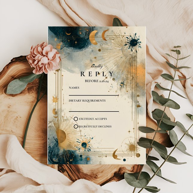 Cartons Réponse Mariage céleste de minuit (Créateur téléchargé)