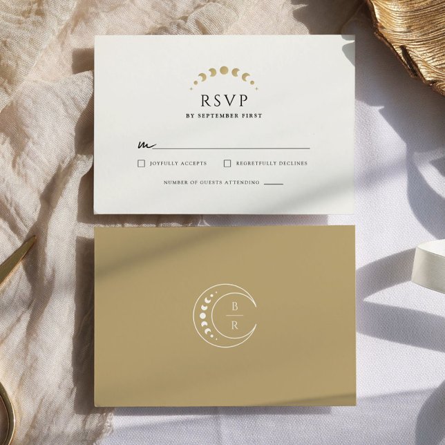 Cartons Réponse Mariage céleste du monogramme d'or (Créateur téléchargé)