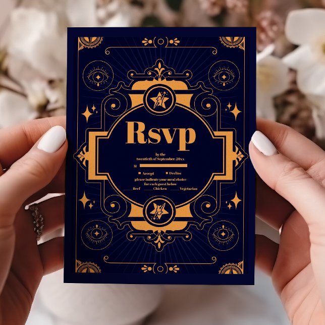 Cartons Réponse Mariage Céleste Élégant (Créateur téléchargé)