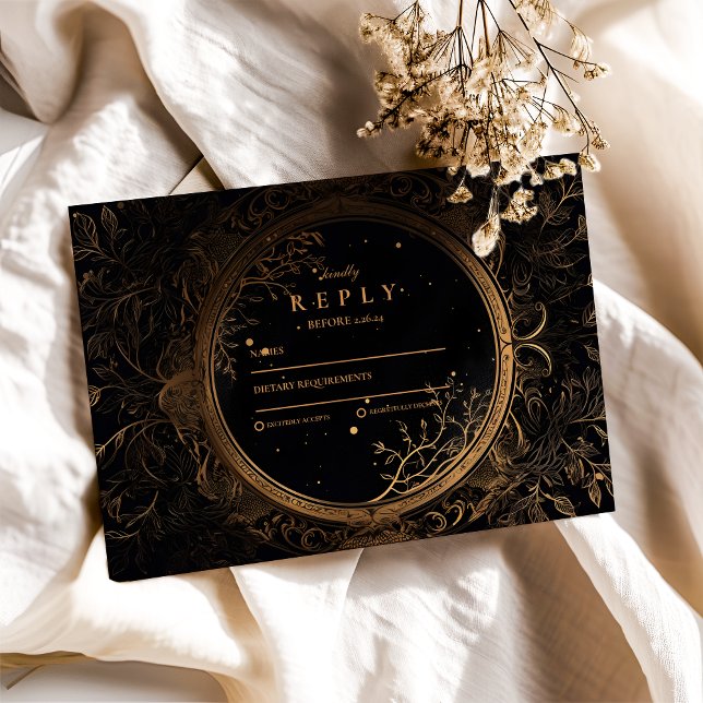 Cartons Réponse Mariage Céleste Mystique Or (Créateur téléchargé)