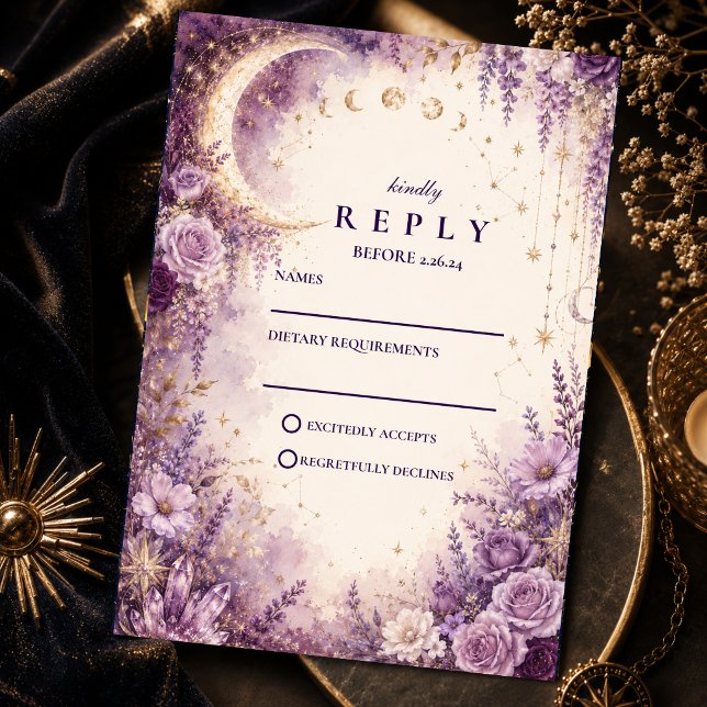 Cartons Réponse Mariage céleste pourpre enchanté (Créateur téléchargé)