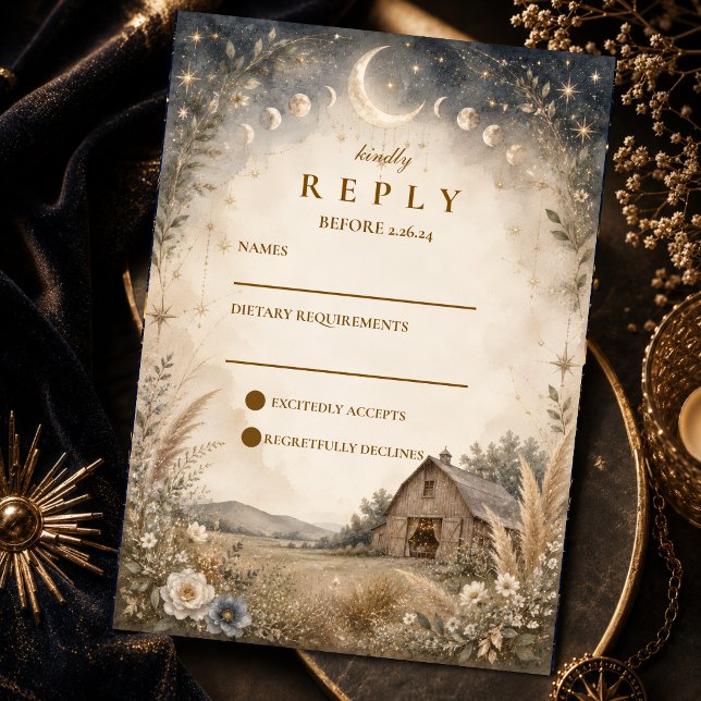 Cartons Réponse Mariage céleste rustique (Créateur téléchargé)