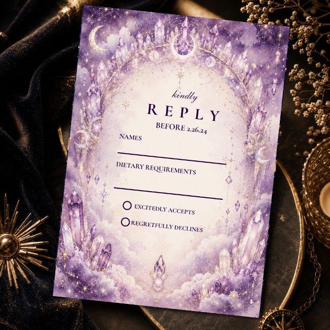Cartons Réponse Mariage céleste violet éthéré (Créateur téléchargé)