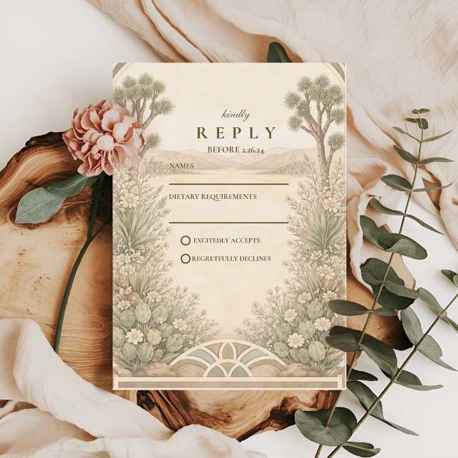 Cartons Réponse Mariage Champêtre au Désert (Créateur téléchargé)