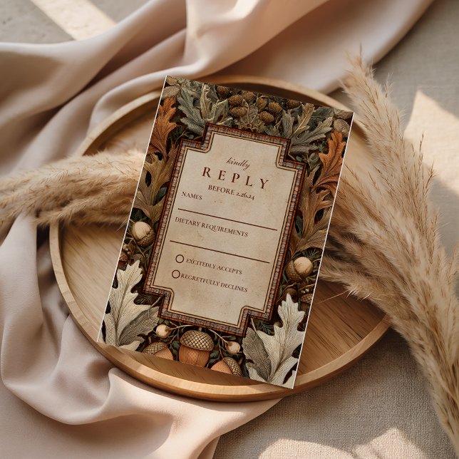 Cartons Réponse Mariage champêtre en bois de chêne rustique (Créateur téléchargé)