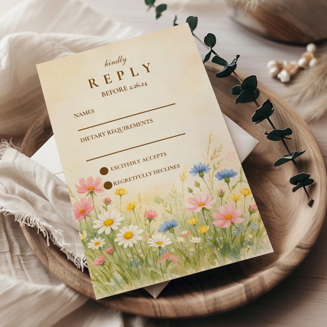 Cartons Réponse Mariage Champêtre Fleur de Gold (Créateur téléchargé)