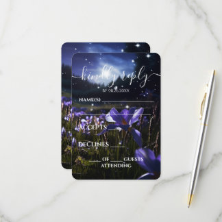 Cartons Réponse Mariage Champêtre Fleurs Sauvages Violettes Person