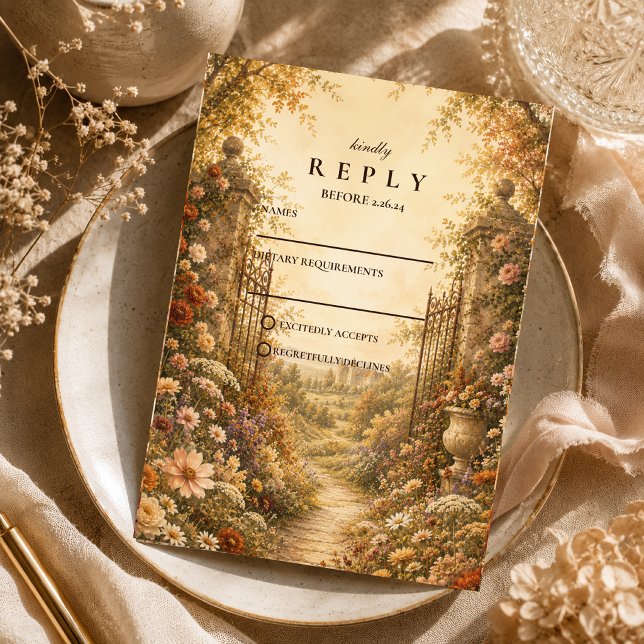Cartons Réponse Mariage Champêtre Romantique d'Automne (Créateur téléchargé)