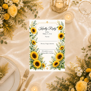 Cartons Réponse Mariage Charme Automnal Tournesol Radieux