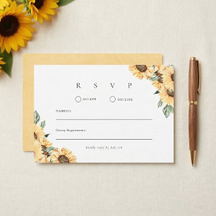 Cartons Réponse Mariage Chic au Soleil Rustique Tournesol