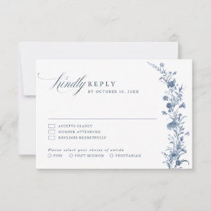 Cartons Réponse Mariage Chic de Jardin Français Bleu Victorien Cla