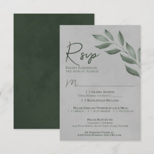 Cartons Réponse Mariage chic et vert de la forêt Feuille