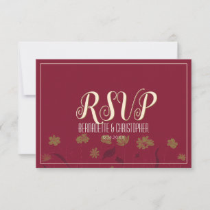 Cartons Réponse Mariage Chic Moderne Élégant Simple Vin Rouge