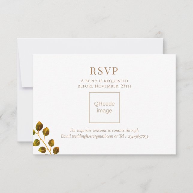 Cartons Réponse Mariage Chic Monogramme QRcode (Devant)