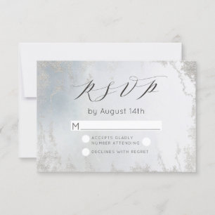 Cartons Réponse Mariage chic Ombre Dusty Blue Frosted Silver Foil