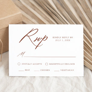 Cartons Réponse Mariage Choix de Repas Calligraphie Terracotta Élé