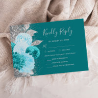 Mariage Choix de Repas Turquoise Argent Floral