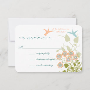 Cartons Réponse Mariage Chrétien Lovebird Colibri Floral