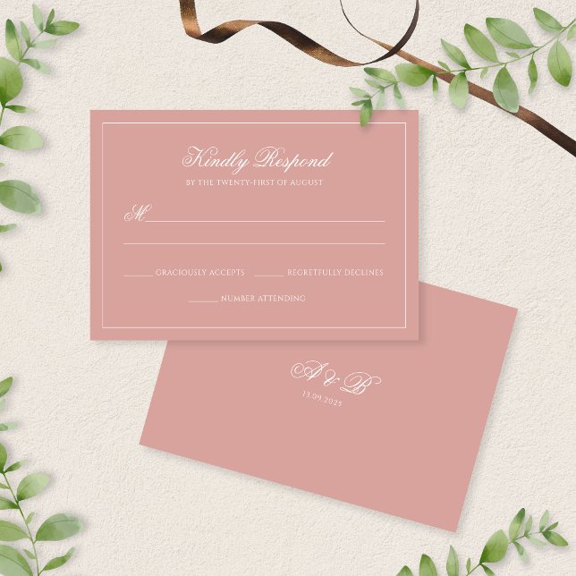 Cartons Réponse Mariage Classique à l'Écriture Monogrammée avec Bo (Créateur téléchargé)