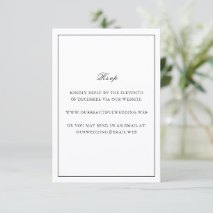 Cartons Réponse Mariage Classique aux Frontières Noir et Blanc Int