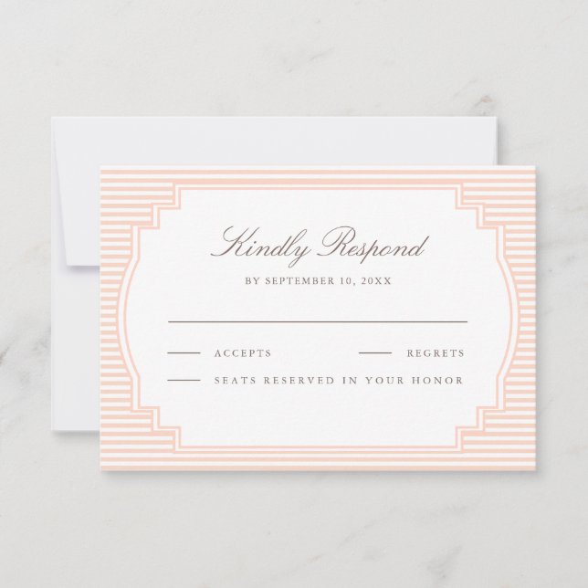 Cartons Réponse Mariage Classique aux Rayures Pastel Orange Clair (Devant)