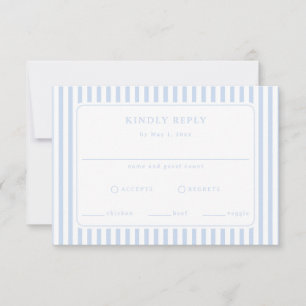 Cartons Réponse Mariage Classique Bleu Côtier à Rayures Préparatoi