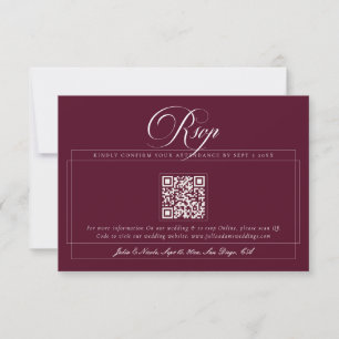 Cartons Réponse Mariage Classique Bourgogne Ivory Calligraphie Cod