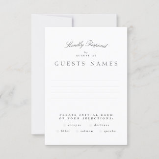 Cartons Réponse Mariage classique de calligraphie gris blanc