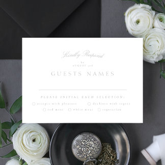 Cartons Réponse Mariage classique de calligraphie gris clair