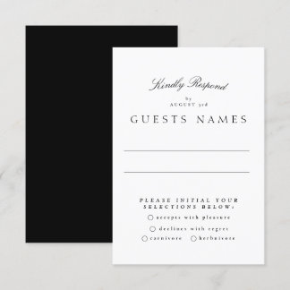 Cartons Réponse Mariage classique de calligraphie noir blanc