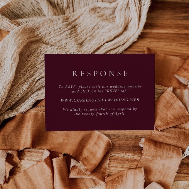 Cartons Réponse Mariage Classique Élégant Bourgogne Profond (Créateur téléchargé)