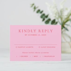 Cartons Réponse Mariage Classique Élégant Rose et Rouge