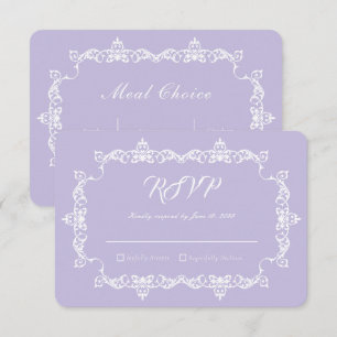 Cartons Réponse Mariage Classique Lavande Violet Orné avec Cadre