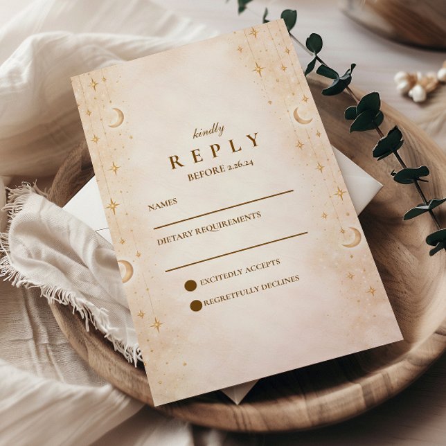 Cartons Réponse Mariage Classique Lune d'Or (Créateur téléchargé)