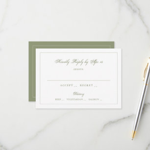 Cartons Réponse Mariage Classique Monogramme Vert de Mousse