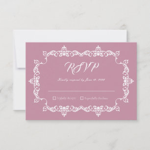 Cartons Réponse Mariage Classique Rose Poussiéreuse Rose Cadre Orn